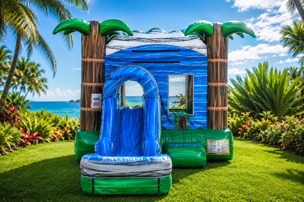 Bounce House Combo inflatable with slide and palm trees